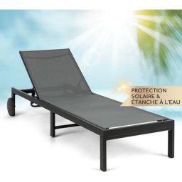 Bain de Soleil, Transat Jardin Exterieur, Chaise Longue de Jardin en Polyester, Imperméable, Chaise