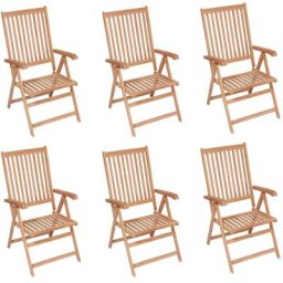 Chaises inclinables de jardin 6 pcs Bois de teck solide Vidaxl n/a
