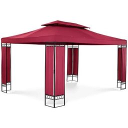 Pergola De Jardin Terrasse En Kit Tonnelle Store Toiture Uniprodo 3x4m Acier Rouge Vin - Rouge vin
