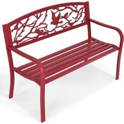 Banc de Jardin en Acier, Dossier Ergonomique avec Motif a l'Oiseau en Fer Forge, 2-3 Places, avec