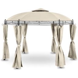 Uniprodo - Pergola De Jardin Terrasse En Kit Tonnelle ⌀ 3,5 m Toile 180g/m2, Beige - Crème