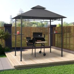 Tonnelle de jardin Tonnelle Barnum Belvédère de barbecue 240x150x255 cm Anthracite Acier 55538