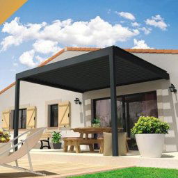 Pergola Bioclimatique lolite 4,00x4,613 m Verin à Télécommande ( - Gris Anthracite) - Gris