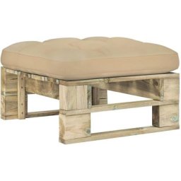 Pouf palette de jardin Bois de pin imprégné de vert Vidaxl Beige