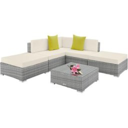 Tectake - Canapé de jardin paris modulable 5 places - table de jardin, mobilier de jardin, fauteuil