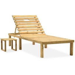 Chaise longue de jardin avec table Bois de pin imprégné Vidaxl n/a