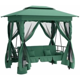 Vidaxl - Tonnelle de jardin banc pivotant convertible vert tissu acier n/a