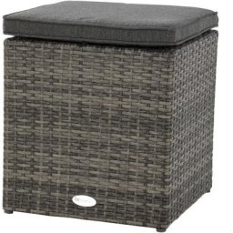 Pouf de jardin en résine tressée Mayari - 42 x 42 x 47 - Gris foncé