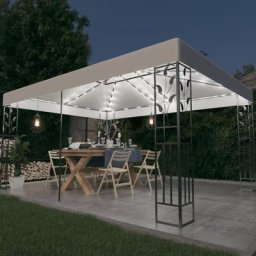 Kalisse - Haute qualité -Tente Fête Camping - Tonnelle avec double toit et lumières led 3x4 m