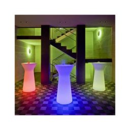 Table haute lumineuse 110 batterie rechargeable led rgb avec télécommande ø60x110cm - Moovere