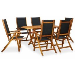 Mobilier à dîner d'extérieur 7 pcs en Bois d'acacia solide vidaXL - Brun