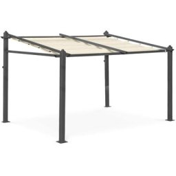 Alice's Garden - Pergola murale en aluminium - Murum 3x4m - Tonnelle Toile ecru - Ecru