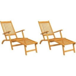 Chaise longue d'extérieur avec repose-pieds 2 pcs Acacia solide Vidaxl n/a