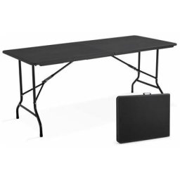 Table pliante noire 180cm 8 places PEHD - Noir