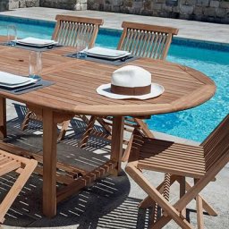 Table ovale extensible Denpasar teck 180/240 x 120 cm - teck