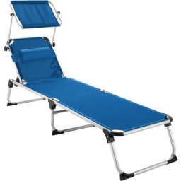 Transat de jardin Aurélie - chaise longue de jardin, bain de soleil, transat de plage - bleu