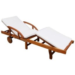 Bain de soleil Chaise de jardin Transat de jardin - avec coussin Bois d'acacia solide BV958307
