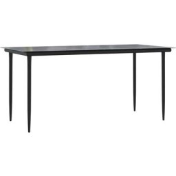 Table à manger de jardin Noir 160x80x74 cm Acier et verre trempé Vidaxl n/a