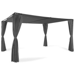 Pergola san jose 3x4 m tonnelle de jardin avec rideaux toile grise tente de réception - Gris