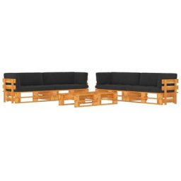 Salon de jardin palette 6 pcs Pin imprégné de marron miel vidaXL - Noir