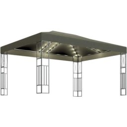 Vidaxl - Tonnelle avec guirlande lumineuse à led 3x4 m Taupe Tissu Taupe