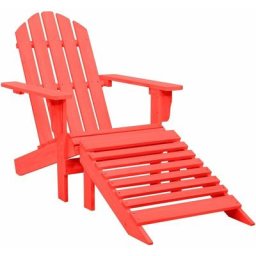 Chaise de jardin Adirondack avec pouf Bois de sapin Rouge Vidaxl Rouge