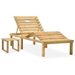 Chaise longue de jardin avec table Bois de pin imprégné Vidaxl n/a