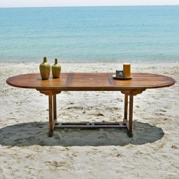 Table de jardin en teck huilé extensible ovale 8/10 pers. - Marron