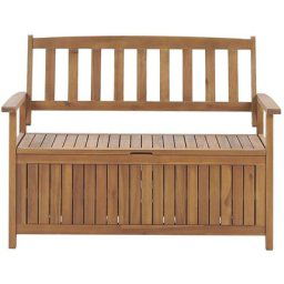 Banc de Jardin avec Coffre de Rangement Ultra Pratique en Bois d'Acacia Narurel et Résistant Idéal
