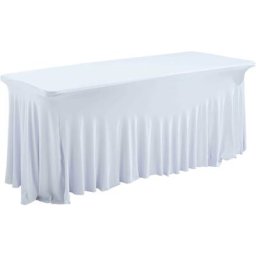 Table pliante 180 cm et nappe blanche Rekkem Blanc