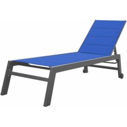 Bain de soleil barbados en textilène bleu foncé - aluminium anthracite - Bleu