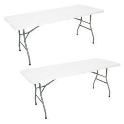 Lot de 2 tables pliantes jardin - 180cm - Portable avec Poignée - Table Camping Pique Nique 8