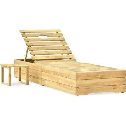 Chaise longue avec table Bois de pin imprégné de vert Vidaxl n/a