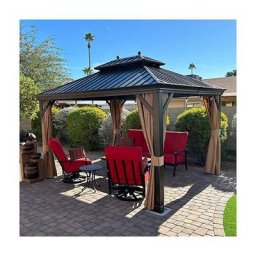 Purple Leaf - Tonnelle de Jardin 3 x 3.65 m Tonnelle Aluminum avec Moustiquaire et Rideaux Pavillon