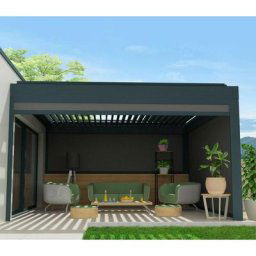 Coffre à coulisses pour pergola spinelle 4,50x2,50 m (Motorisé à Télécommande - Gris Anthracite