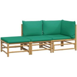 Salon de jardin 3 pcs avec coussins vert bambou Vidaxl n/a