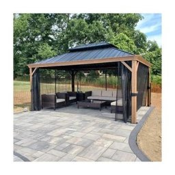 Purple Leaf - Tonnelle de Jardin 3.65 x 4.85 m Tonnelle Aluminum à Double Toit Structure Aluminium