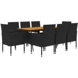 Mobilier à dîner d'extérieur 9 pcs Résine tressée Noir Vidaxl Noir et crème
