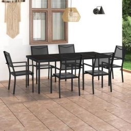 Ensemble Table et Chaise de Jardin 7 pcs - Mobilier de salle à manger d'extérieur Acier BV605986