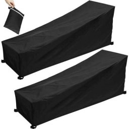 2PCS Housse pour Chaise Longue, 200x75x40/70cm Housse de Protection Bain de Soleil avec Cordon de