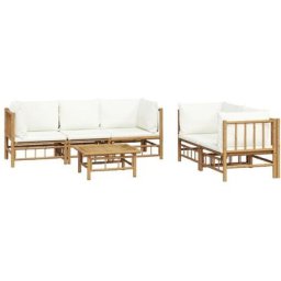 Salon de jardin 6 pcs avec coussins blanc crème bambou Vidaxl n/a