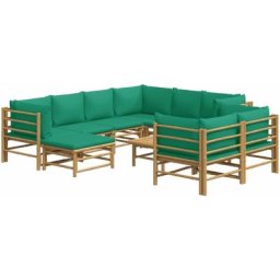 Salon de jardin 10 pcs avec coussins vert bambou Vidaxl n/a