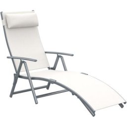 Outsunny transat chaise longue bain de soleil pliable dossier inclinable multi-positions têtière