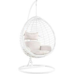 Fauteuil Suspendu Balançoire pour Extérieur et Intérieur en Rotin Blanc Design Ultra Moderne et