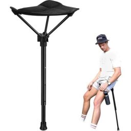 Tabouret portable avec réglage de la hauteur sur 4 positions, assise pliable, chaise de pêche