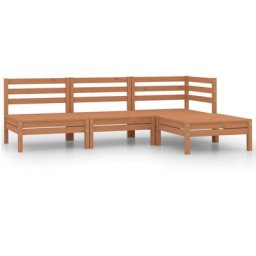 Salon de jardin 4 pcs Bois de pin massif Marron miel Vidaxl marron miel