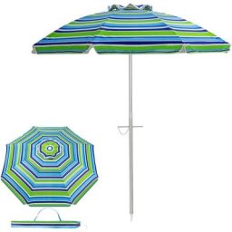 Parasol de Plage Protection uv 50+ et Angle Inclinable, Parasol Rond Hydrofuge Facile à Manipuler