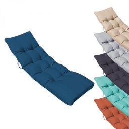 Coussin matelassé pour bain de soleil, transat - 185 x 55 cm - Bleu azur Linxor
