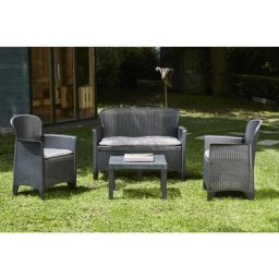 Altri - Set salon d'extérieur Ostuni, Salon de jardin composé de 2 fauteuils, 1 canapé et 1 table