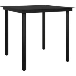 Table à manger de jardin Noir 80x80x74 cm Acier et verre Vidaxl n/a